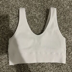 White Ribbed Sports Bra